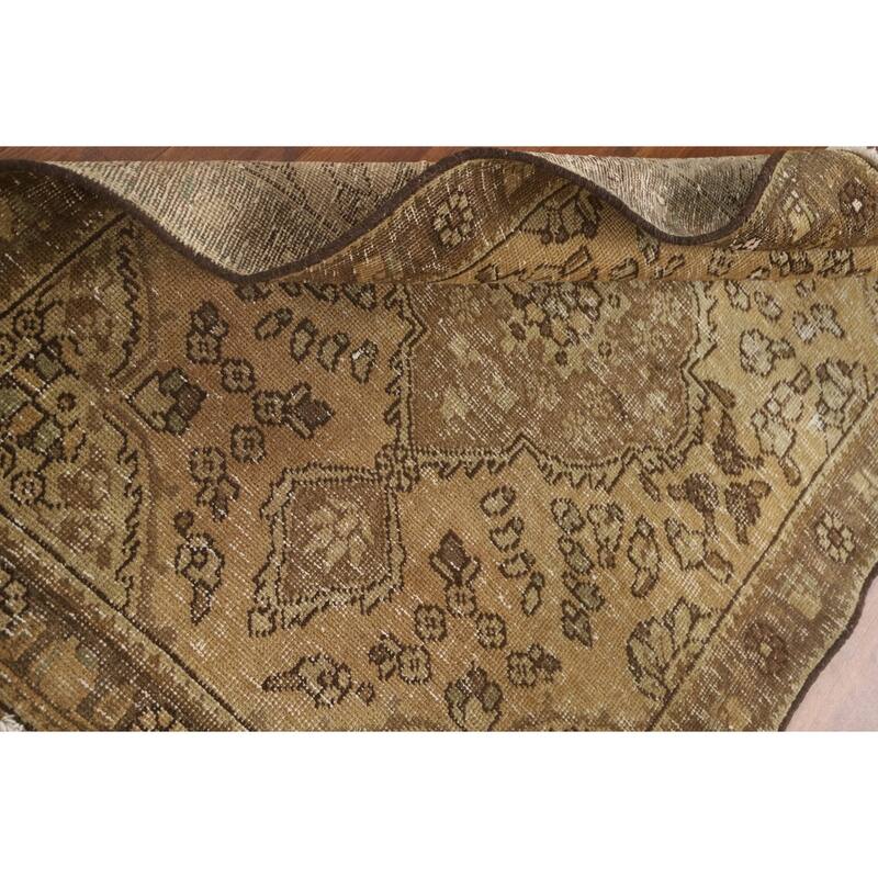 Hand Knotted Oriental 100% Wool Carpet Traditional Medallion Yellow & Gold Tabriz Area Rug - 4' 8'' X 3' 3''