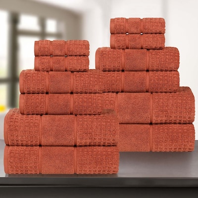 Superior Napa Zero Twist Cotton Waffle 12 Piece Bathroom Towel Set