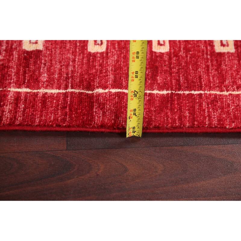 Oriental Gabbeh Kashkoli Wool Runner Rug Hand-knotted Staircase Carpet - 2'9" x 8'1"