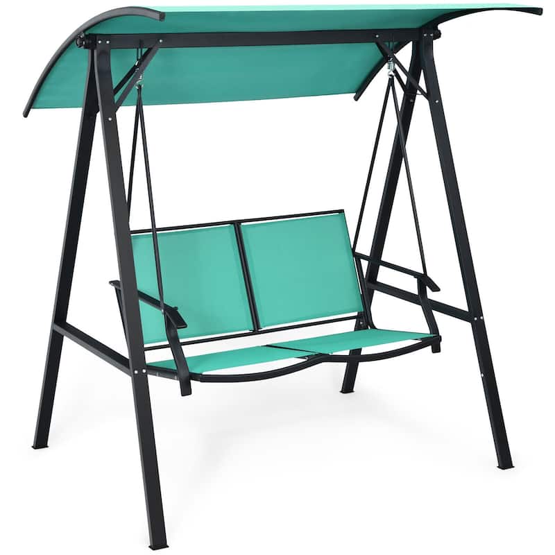 Gymax 2-Person Outdoor Patio Porch Swing Chair w/ Adjustable Canopy