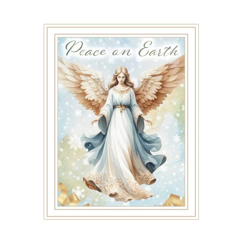 2-Piece Framed Wall Art Set - Angels We Have Heard on High, White Frame