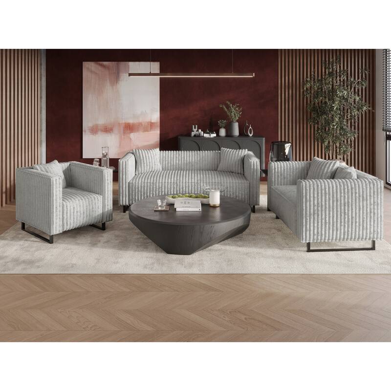 CraftPorch Mid Century Modern 3- Pieces Upholstered Living Room Set
