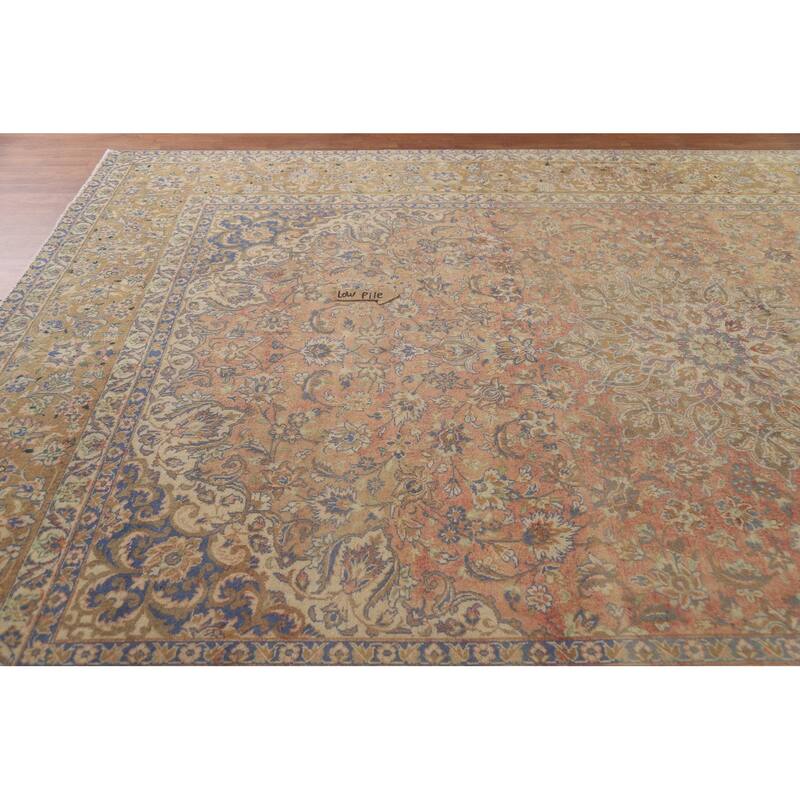Hand Knotted Oriental 100% Wool Carpet Traditional Floral Oranges & Rust Kashan Area Rug - 13' 0'' X 9' 6''