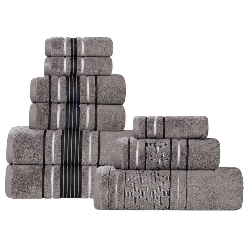Superior Sadie Zero Twist Cotton Solid and Floral 9 Piece Towel Set