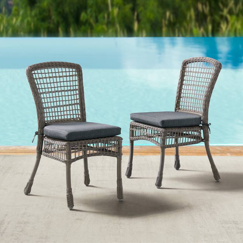 Asti All-Weather Wicker 3-Piece Outdoor Dining Set with 30"H Table with Glass Top and Two 37"H Dining Chairs