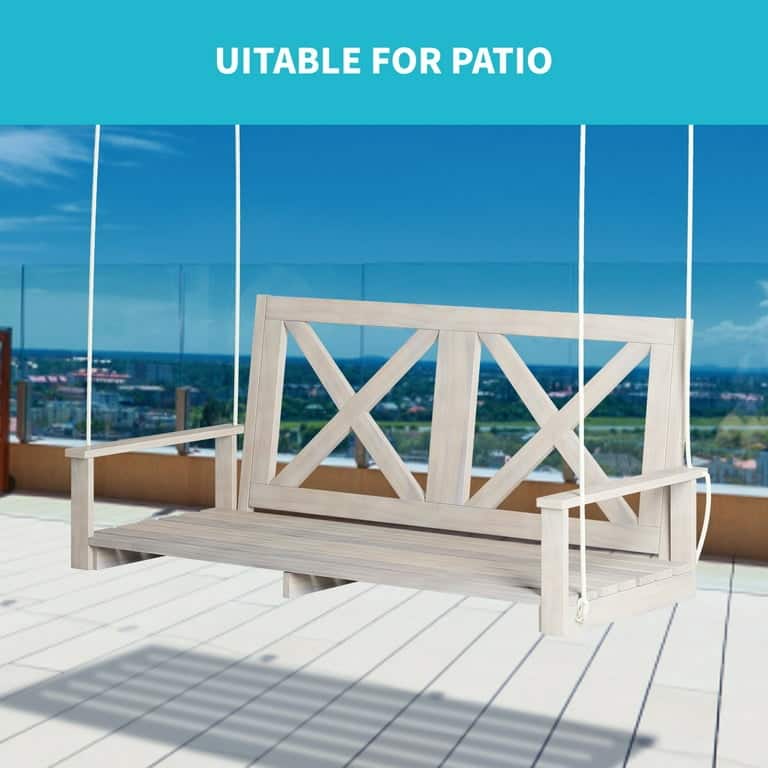 Mixoy Outdoor Wood Porch Swing with Curved Back Design