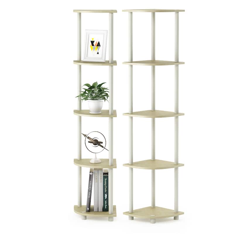 Furinno Turn-N-Tube 5 Tier Corner Display Rack Multipurpose Shelving Unit, Set of 2