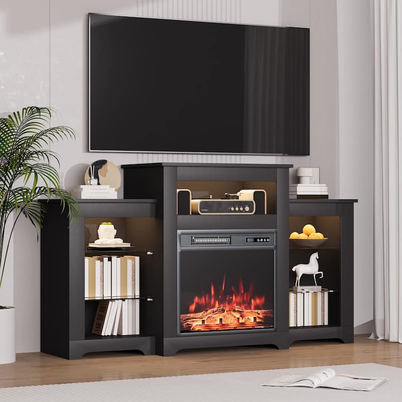 EROMMY Electric Fireplace Heater Mantel TV Cabinet, Media Entertainment Center, Energy Efficient Heater