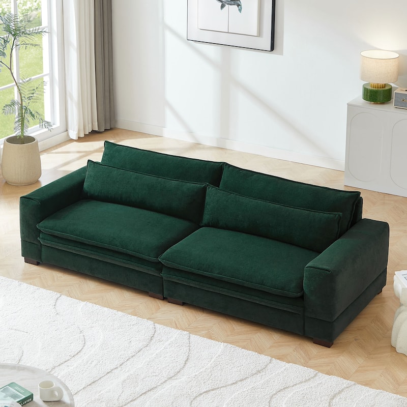Modern 104.7" Large Fabric Sofa with Lumbar Pillows