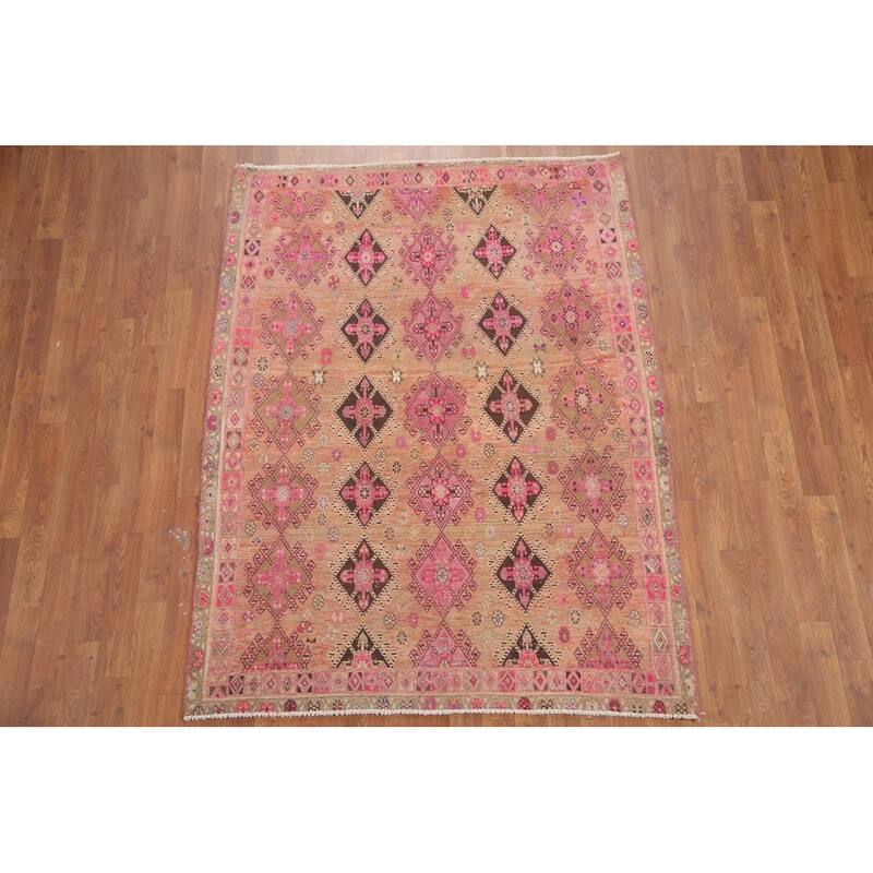 Hand Knotted Oriental 100% Wool Carpet Traditional All-Over Oranges & Rust Sirjan Area Rug - 5' 10'' X 4' 3''