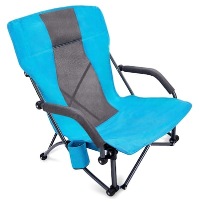 Low Sling Folding Beach Chair Camping Chairs Compact Concert Lumbar Back Support Festival Chair with Carry Bag
