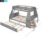 preview thumbnail 3 of 16, Twin over Full Bunk Bed with Trundle, Built-in Desk, Storage Drawers & Shelf in Gray - Perfect for Sleepovers