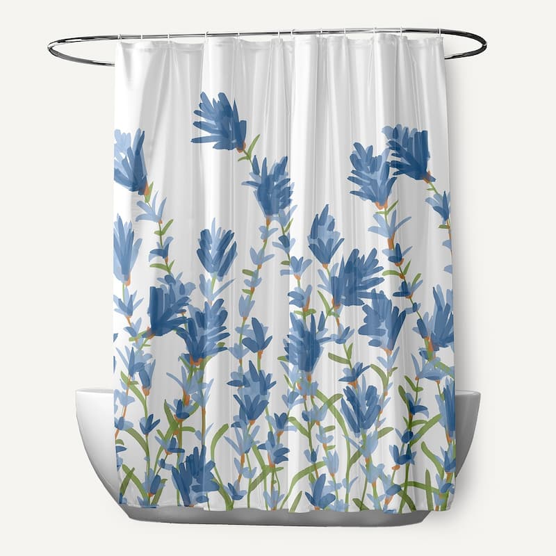 71 x 74 Lavender Floral Print Shower Curtain