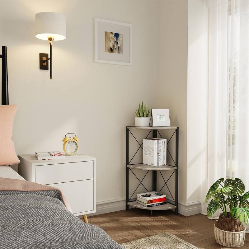Corner Shelf with Metal Frame - 11.8"D x 11.8"W x 26.9"H