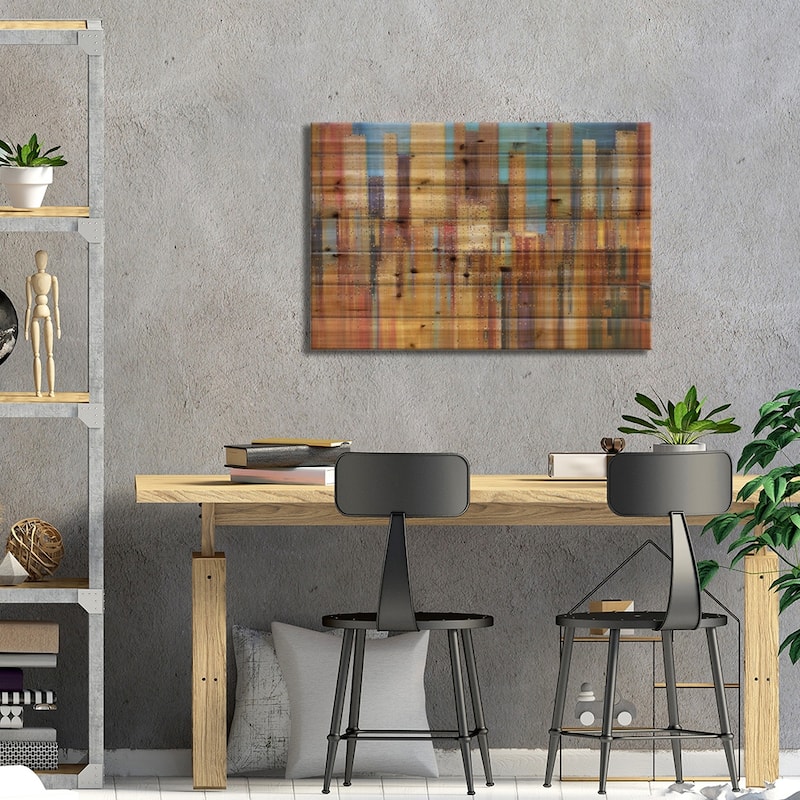 Urban Empire Print On Wood by Ekaterina Ermilkina - Multi-Color