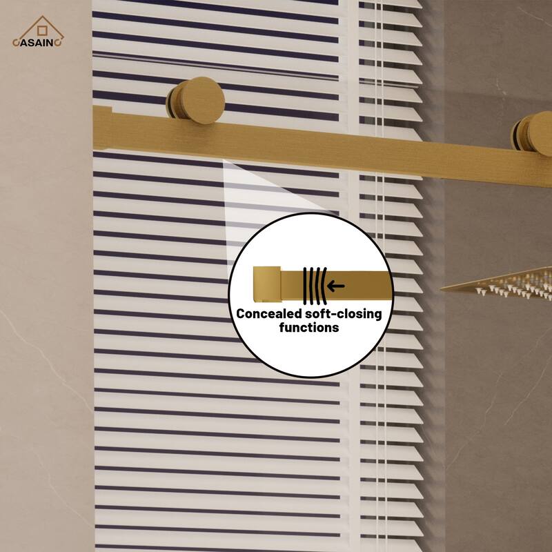 CASAINC 48 in. W x 76 in. H Sliding Frameless Shower Door with SGCC Certification