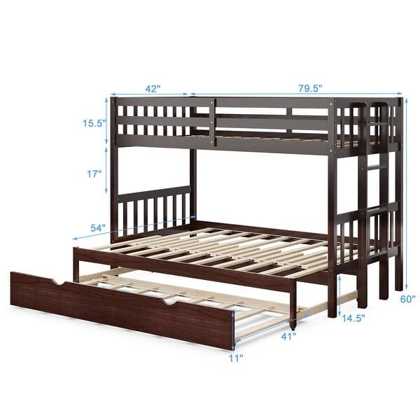 Twin Pull Out Bunk Bed with Trundle and Wooden Ladder - Bed Bath ...