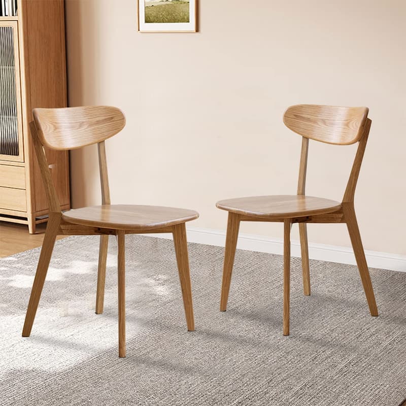 Wood Dining Chairs, Solid Oak Wood Chairs w/ Backrest & Seat