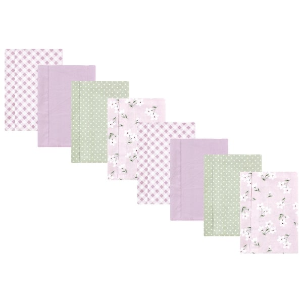 slide 1 of 1, Hudson Baby Girls Cotton Poly Flannel Burp Cloths 8-Pack, Purple Dainty Floral, One Size One Size - Purple Dainty Floral 8-Pack