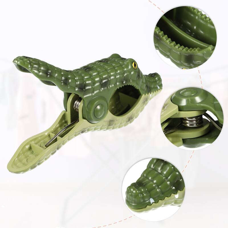Crocodile ABS Clothespins for Clothes 5.24"x2.95"x1.06" 4 Pcs - Dark Green