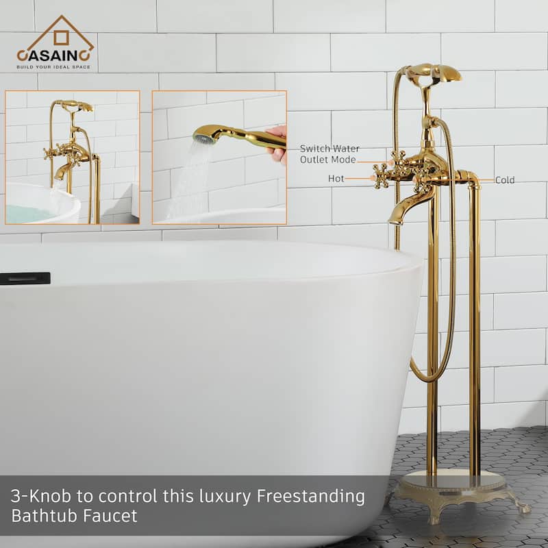 CASAINC 2-Function Free Standing Bathtub Faucet with 360 Degree Swivel Spout