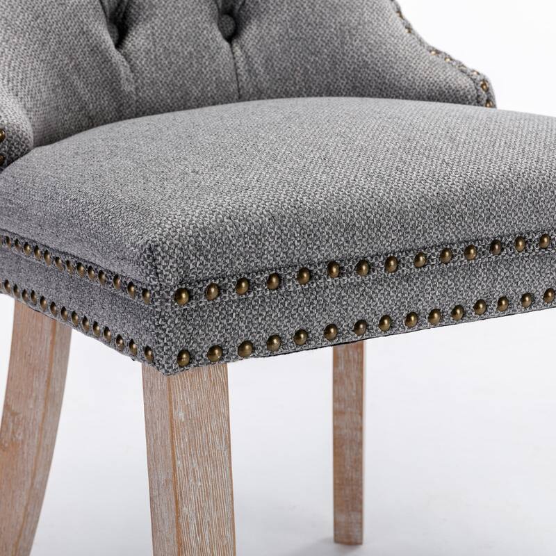 GDF Studio-Nikki Modern Wood Upholstered Dining Chair with Tufted Design, Nailhead Trim, 2-Pcs Set