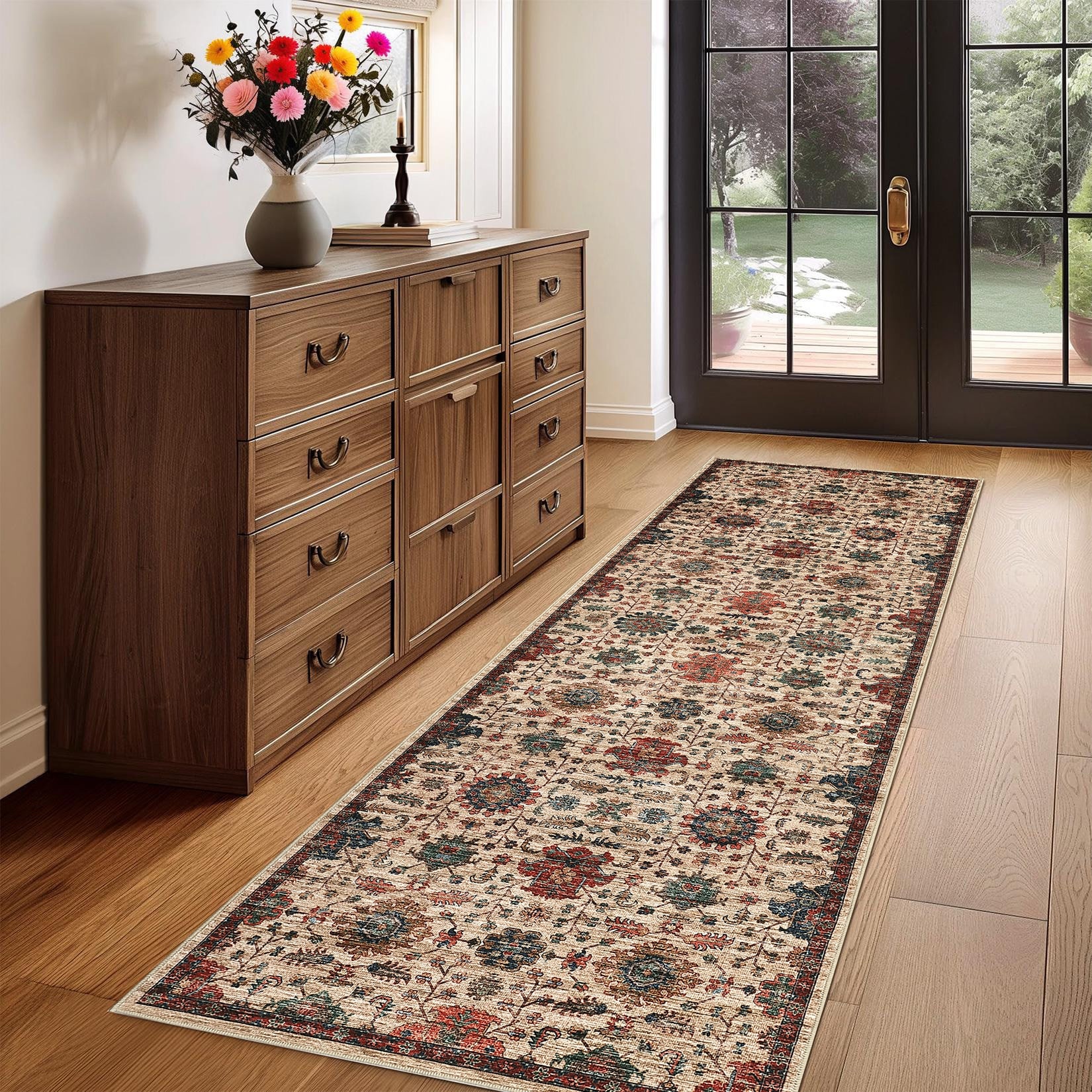 Garvee Traditional Floral Soft Vintage Oriental Washable Area Rug