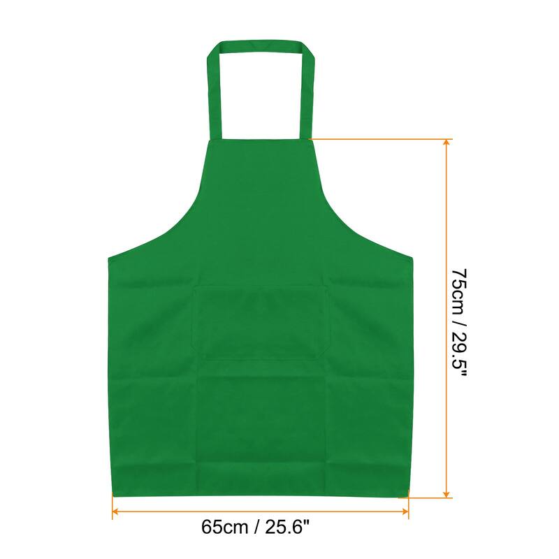 3pcs Kitchen Cooking Aprons 75x65cm Polyester Art Apron - 75cmx65cm - Green