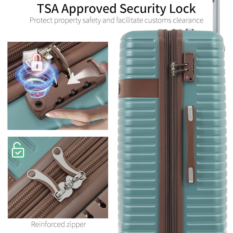 24" ABS Lightweight Hardshell Expandable Luggage with Spinner Wheels, TSA Lock and 2 Packing Cubes, for Travel