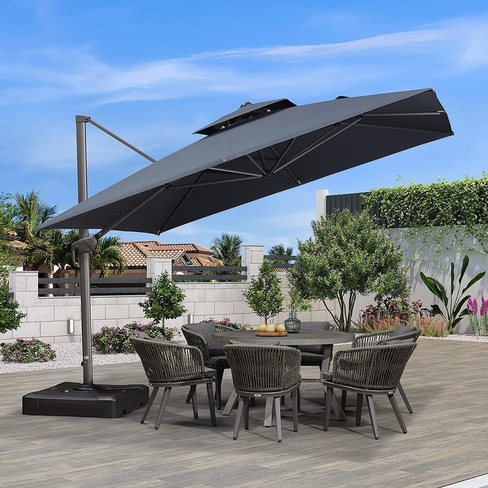 PURPLE LEAF Double Top Stylish Patio Cantilever Umbrella