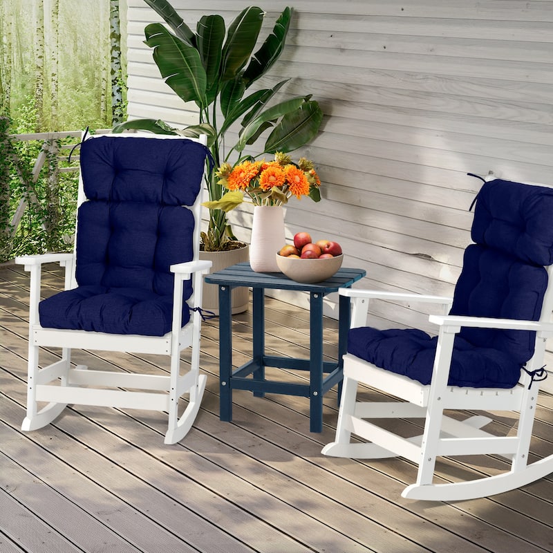 Aoodor Outdoor 45"x 22" x5" Tufted High Back Cushions Patio Replacement Chair Cushion with Ties, Set of 2 - 45" x 22" x 5"