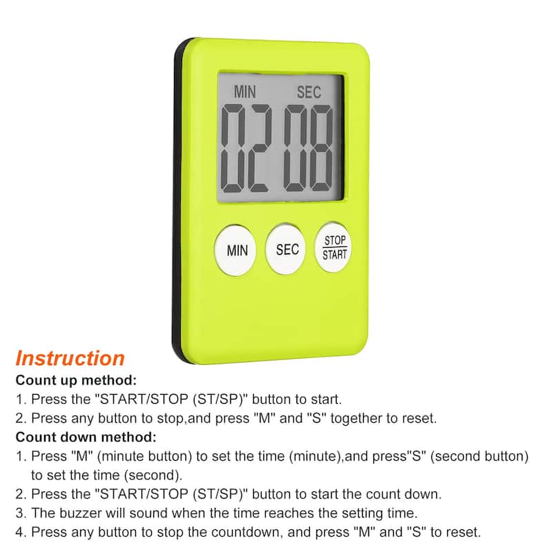 Digital Timer,1Pcs Small Count Down/UP Clock with Magnetic,Kitchen Timer Yellow