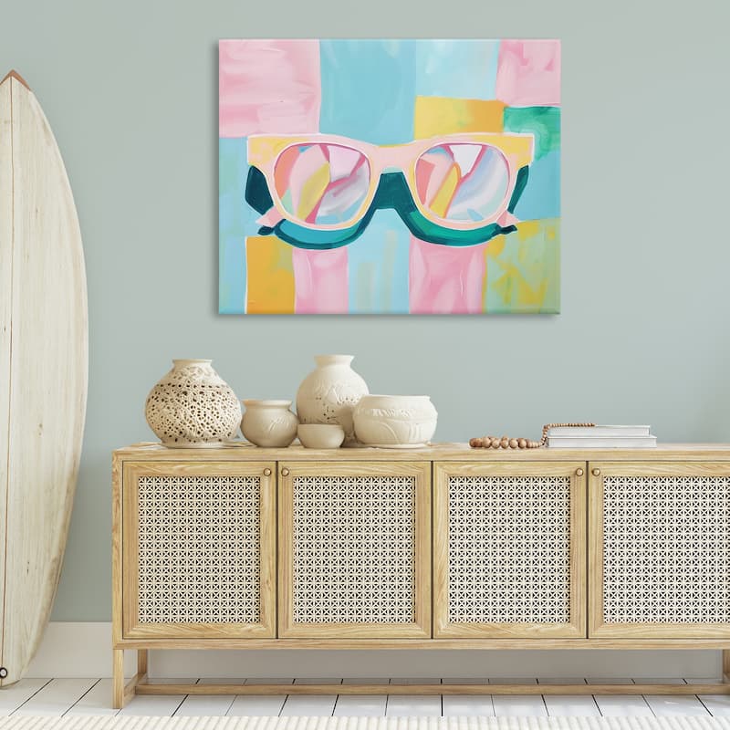 Stupell Blocked Pastels & Sunglasses Canvas Wall Art Design By Arlington Prints