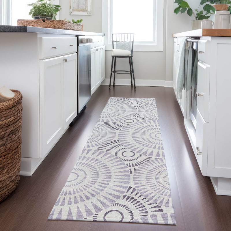 Machine Washable Indoor/ Outdoor Chantille Modern Burst Rug