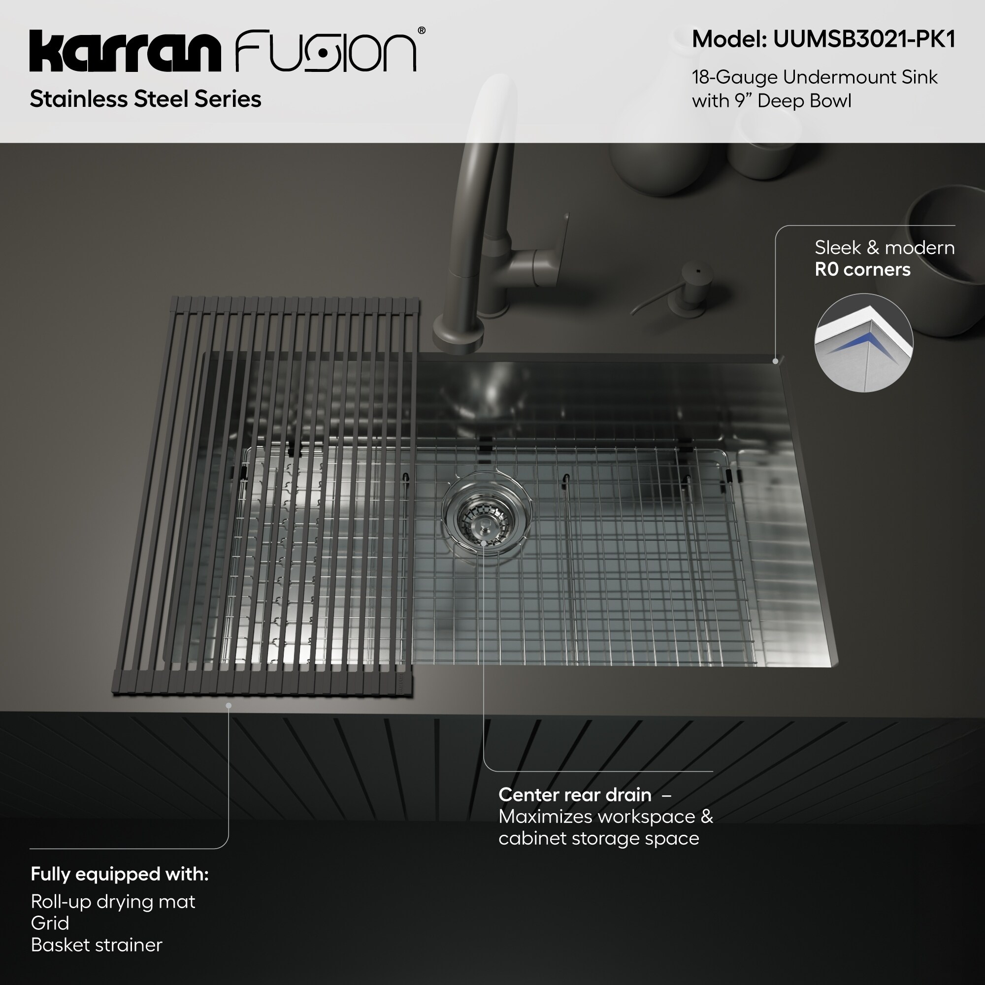 karin9625  7100 Karran 16-Gauge Stainless Steel 32 in. Double Bowl
