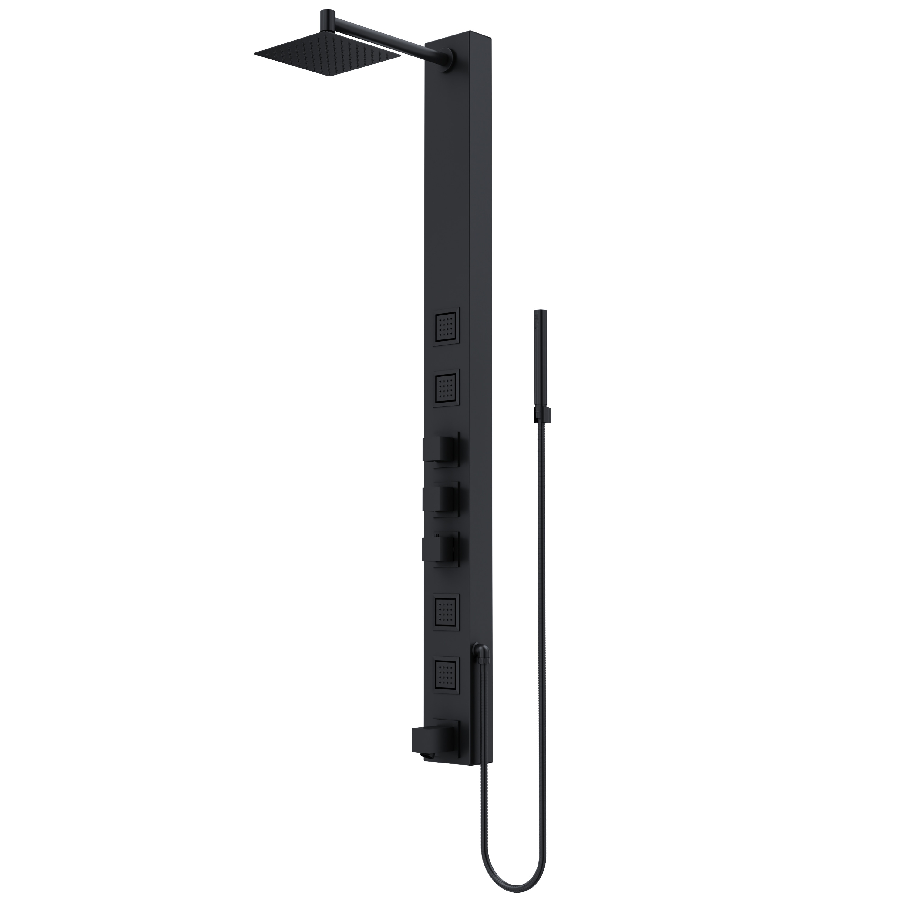 VIGO Bowery 58" H x 5" W 4-Jet Shower Panel with Square Shower Head and Tub Filler