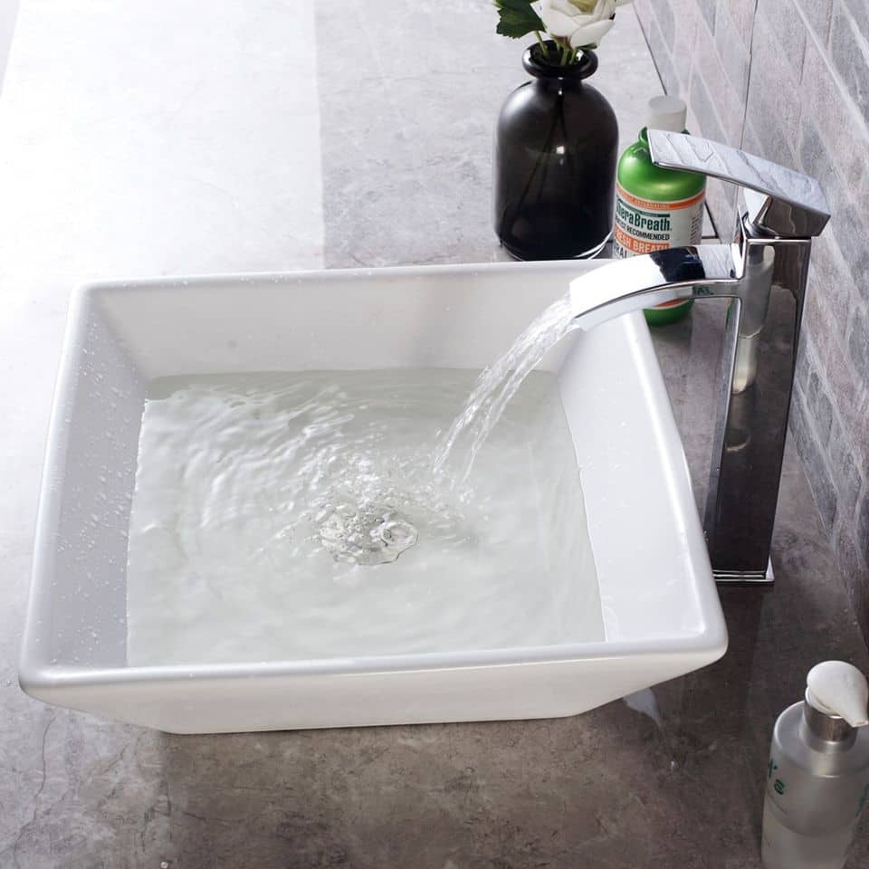 Kichae Vessel Sink White/Black Ceramic Bathroom Sink