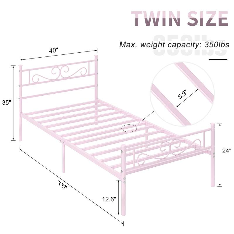 VECELO Premium Platform Bed Frame with Headboard,Easy Set-up Twin/Full/Queen Size Bed