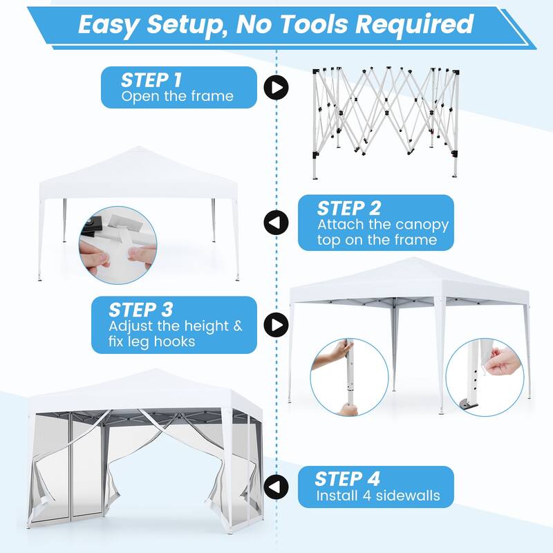 Gymax 10 FT x 10 FT Pop-Up Canopy Tent w/ Mesh Netting Carry Bag 8