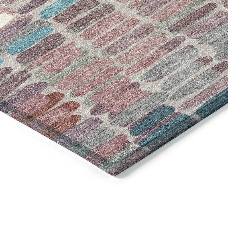 Machine Washable Indoor/ Outdoor Modern Caps Chantille Rug