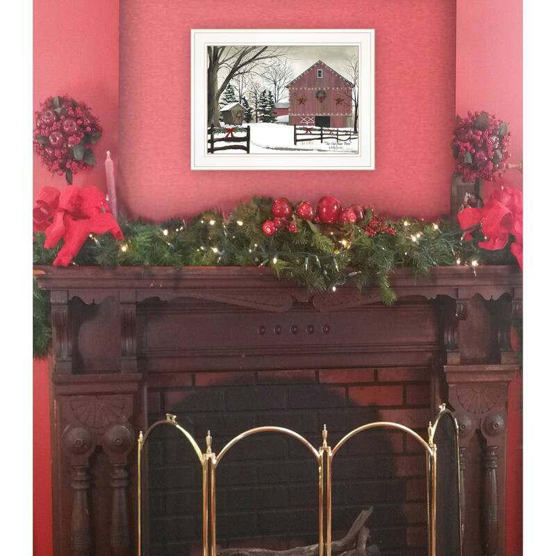 TrendyDecor4U Farmhouse "Christmas Barn" Framed Print Wall Art by Billy Jacobs