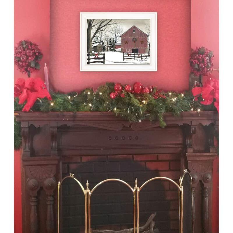 TrendyDecor4U Farmhouse "Christmas Barn" Framed Print Wall Art by Billy Jacobs
