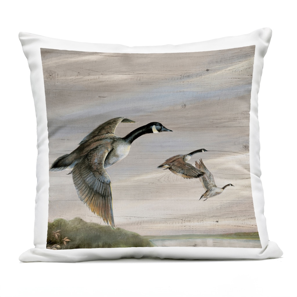 Stupell Flying Geese over Rustic Printed Outdoor Throw Pillow Design by Ruane Manning