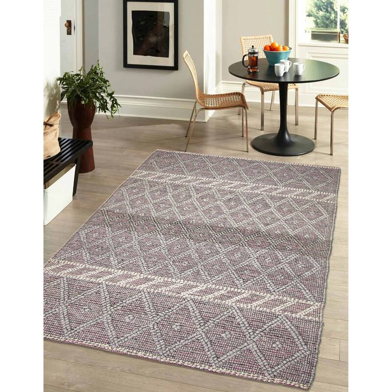 ECARPETGALLERY Braid weave Sienna Grey Wool Rug - 5'1 x 7'8