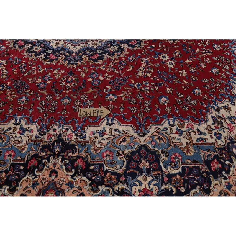 Hand Knotted Oriental 100% Wool Carpet Traditional Floral Red Mashad Area Rug - 12' 11'' X 10' 1''