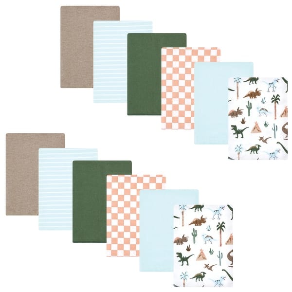 slide 1 of 1, Hudson Baby Boys Cotton Flannel Burp Cloths 12-Pack Bundle, Retro Dinosaur, One Size - Retro Dinosaur - One Size One Size - Retro Dinosaur