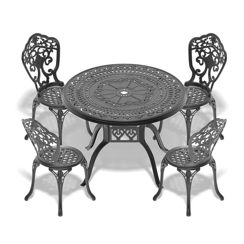 Traditions 5-Piece Patio Outdoor Dining Set with 4 Dining Chairs and 39.37 in.Round Table, Rust Free