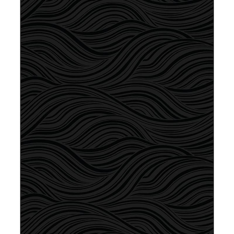 Seabrook Designs Melody Waves Non-Woven Unpasted Wallpaper - 20.9 in. W x 33 ft. L - Metallic Inkwell
