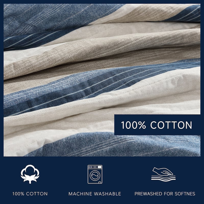 Nautica Ridgeport Cotton Reversible Blue Quilt Set