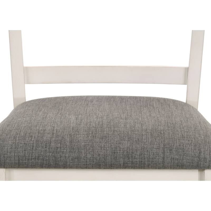 2-Piece Transitional Counter Height Chair Set - Chalk Gray Finish Upholstered